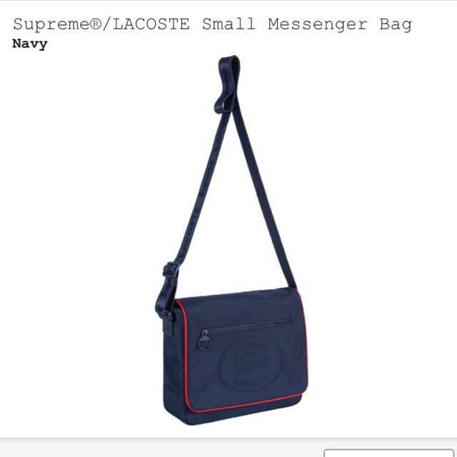 Supreme®/LACOSTE Small Messenger Bagネイビーバッグ