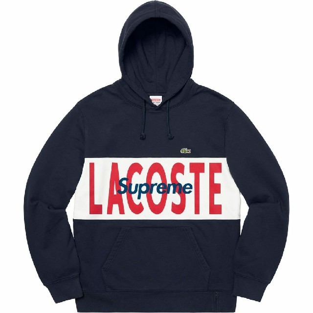 supreme19FW week5 Lacoste Logo パーカーLネイビー