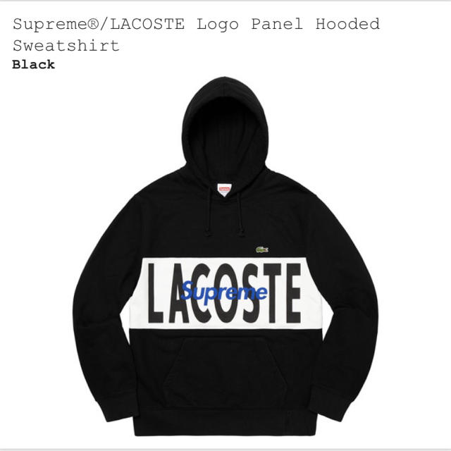 Supreme lacoste パーカー 黒 S