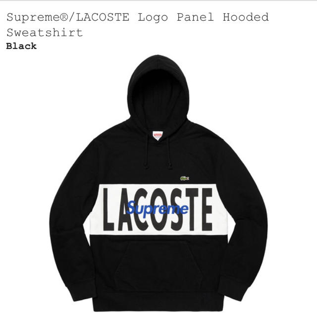 Supreme LACOSTE  Hooded Sweatshirt  黒　L