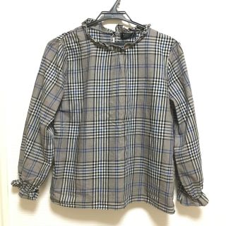 トッコ(tocco)の【新品未使用】チェックブラウス  フリル ハイネック グレー(シャツ/ブラウス(長袖/七分))