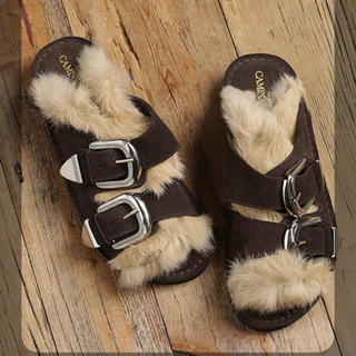 アパルトモンドゥーズィエムクラス(L'Appartement DEUXIEME CLASSE)のCAMINANDO/DOUBLE STRAP FUR SANDALS(サンダル)