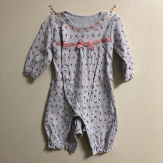 美品＊レース×小鳥柄の長袖カバーオール(カバーオール)