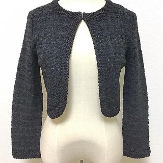 クレージュ(Courreges)のクレージュ 9号 ブラックのシンプルで華やかなボレロ ジャケット(ノーカラージャケット)