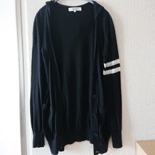 アズールバイマウジー(AZUL by moussy)のアズール バイ マウジー カーディガン 綿ニット M 黒 MOUSSY(カーディガン)