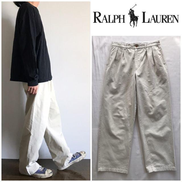 Ralph Lauren(ラルフローレン)の90sビンテージ ラルフローレン タックワイドテーパードチノパンツ W34 メンズのパンツ(チノパン)の商品写真