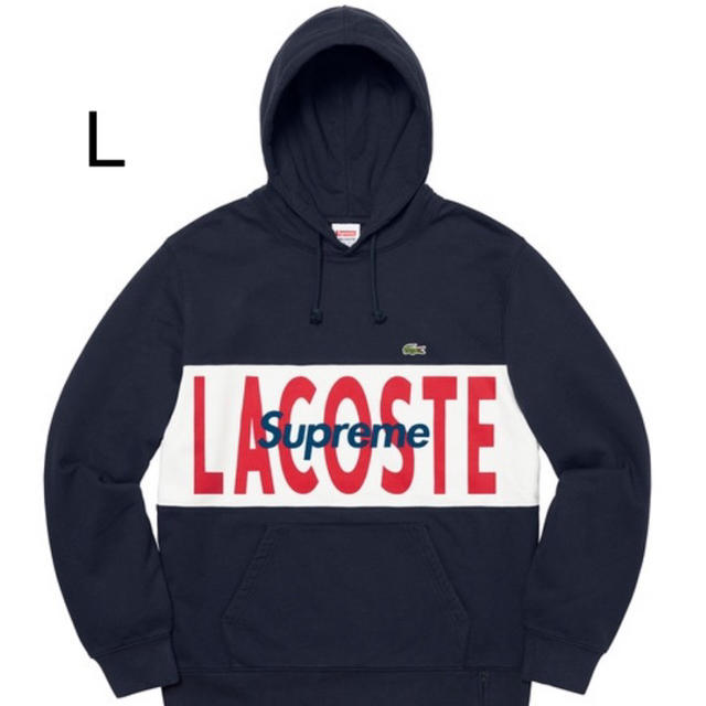 L Supreme LACOSTE Hooded Sweatshirt navyトップス