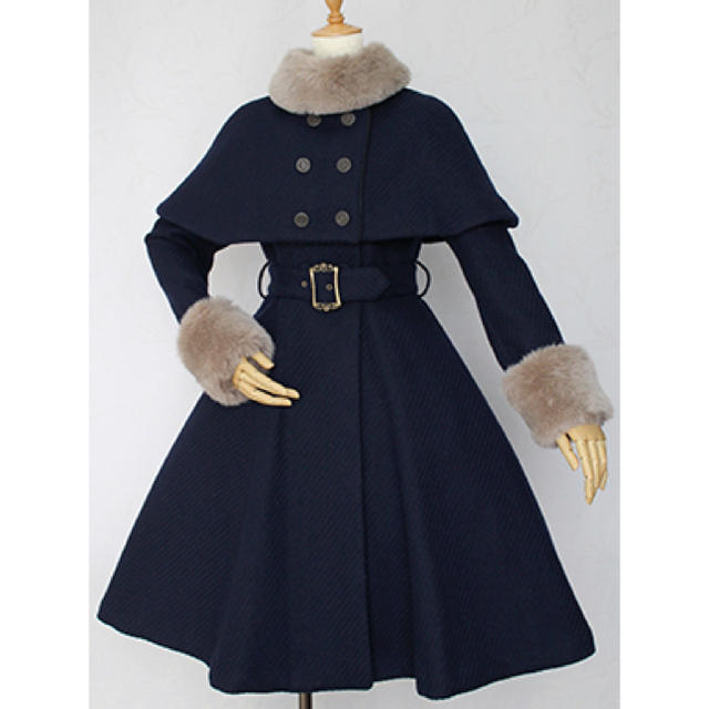 Victorian maiden(ヴィクトリアンメイデン)のVictorian maiden ケープ付きアイリーンコート ネイビー レディースのジャケット/アウター(ロングコート)の商品写真