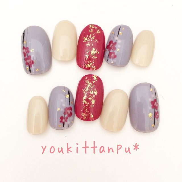 梅が枝 ネイルチップ ブライダル ウェディング 結婚式 成人式 和柄 和装の通販 By Jel Nail Tips Youkittanpu ラクマ