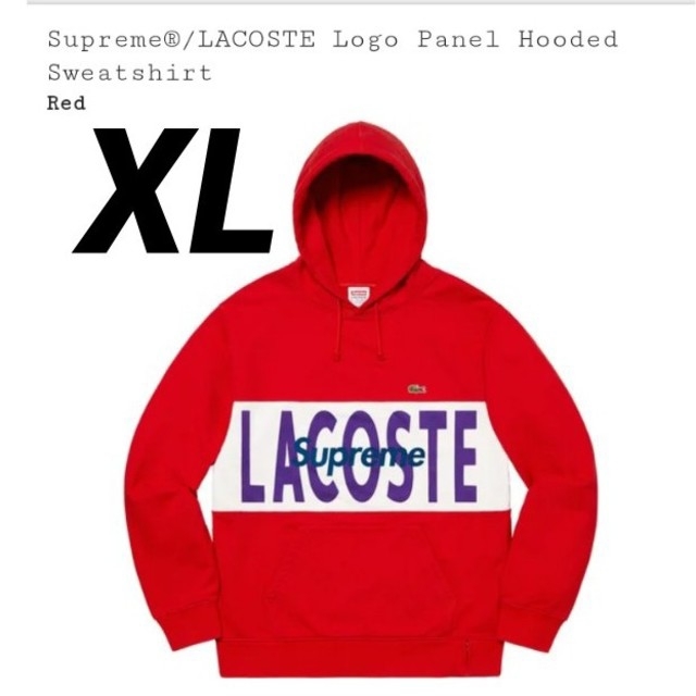 XL supreme LACOSTE Logo パーカー RED