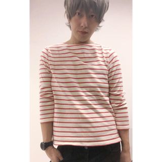 ユニクロ(UNIQLO)のユニクロ ボーダー ロングTシャツ(赤×白)(Tシャツ/カットソー(七分/長袖))