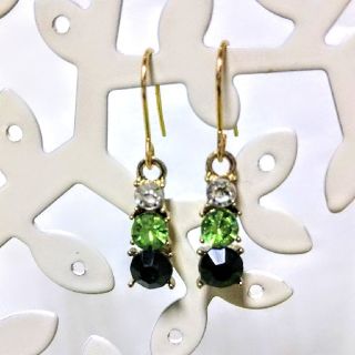 3連 ビジュー フック ピアス(ピアス)