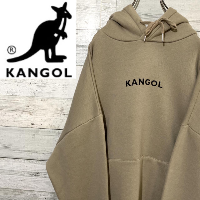 【レア】カンゴール KANGOL☆刺繍ビッグロゴ ベージュ 裏起毛 パーカー