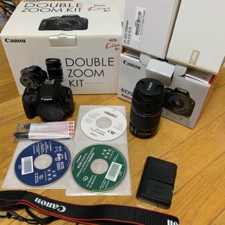 キヤノン(Canon)の値下げ！！Canon EOS Kiss X7ダブルレンズキット バッテリー2個！(デジタル一眼)