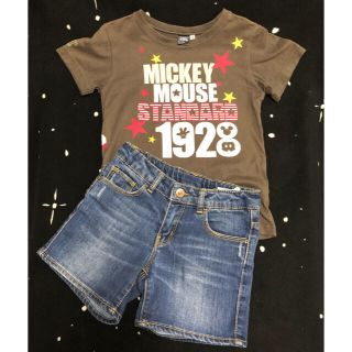 ザラ(ZARA)のディズニーTシャツ✩.*˚ダメージデニムショートパンツ 子供 セット女の子(Tシャツ/カットソー)