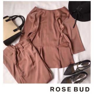 ローズバッド(ROSE BUD)の【美品】ローズバッド サテンセットアップ ピンク パーティーにも♪(セット/コーデ)