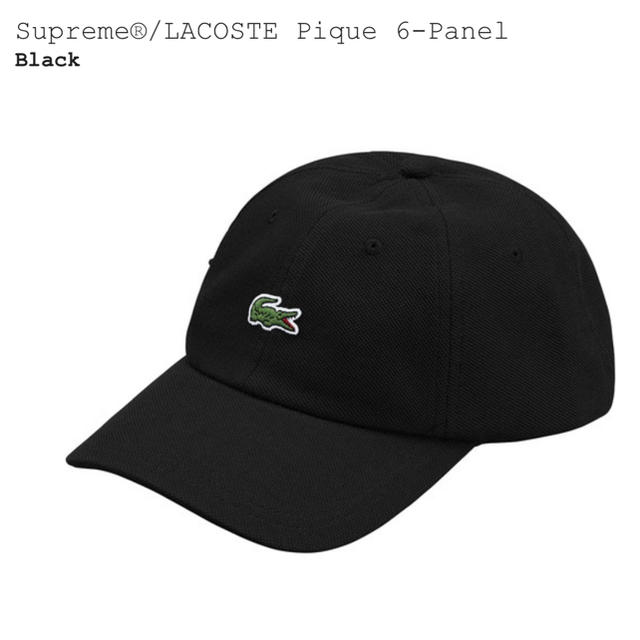 Supreme LACOSTE Pique 6-Panel Cap Black