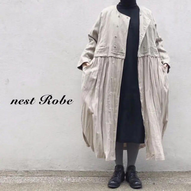 nest Robe(ネストローブ)のネストローブ（nest robe）リネン ダブルブレスト切替ワンピース レディースのワンピース(ロングワンピース/マキシワンピース)の商品写真