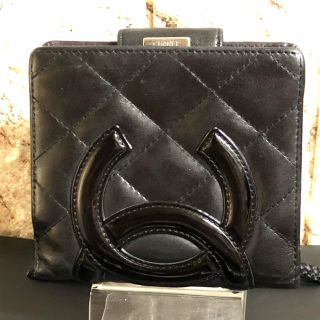 シャネル(CHANEL)のぽこ様専用　カンボンライン 二つ折り長財布 黒×黒(財布)