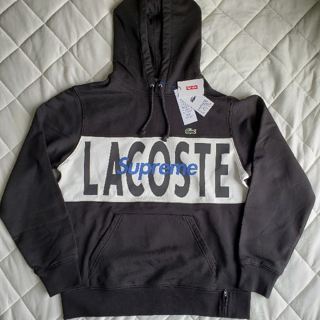 Supreme LACOSTE Logo Panel Hooded ブラック S