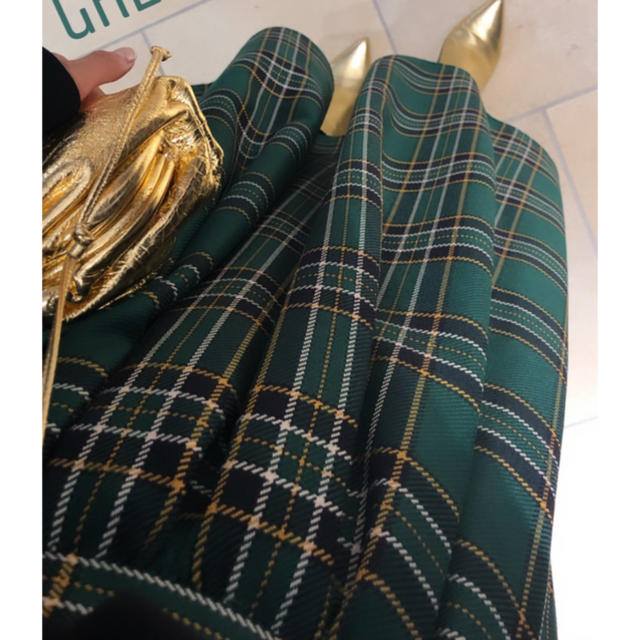 Chesty(チェスティ)のCheck tuck skirt green レディースのスカート(ロングスカート)の商品写真