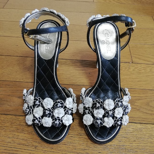 CHANEL シャネル キャンバス ココマーク ミュール サンダル フラワー