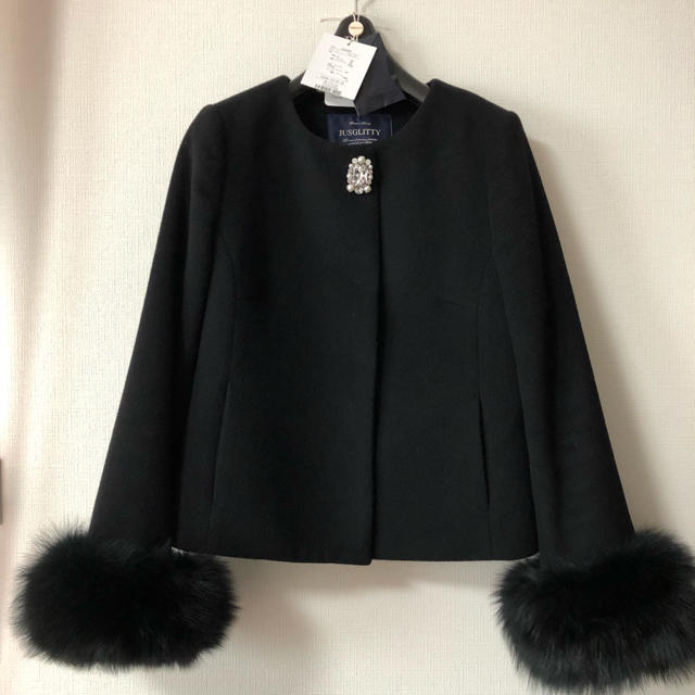 JUSGLITTY 2WAYファー付きショートコート ブラック M 美品