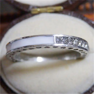 ホワイトのライン3WAYデザインストーンシルバーリング指輪大きいサイズ(リング(指輪))