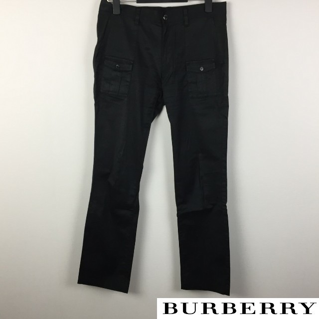 BURBERRY BLACK LABEL(バーバリーブラックレーベル)の美品 BURBERRY BLACK LABEL ストレートパンツ ブラック メンズのパンツ(チノパン)の商品写真