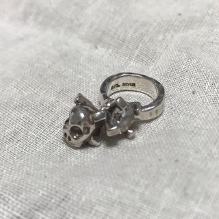 シルバー925 スカルリング キュービックジルコニア sv925 ドクロ