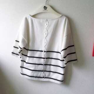 ミーア(MIIA)のMIIAバックスカラップボーダーtops(カットソー(長袖/七分))