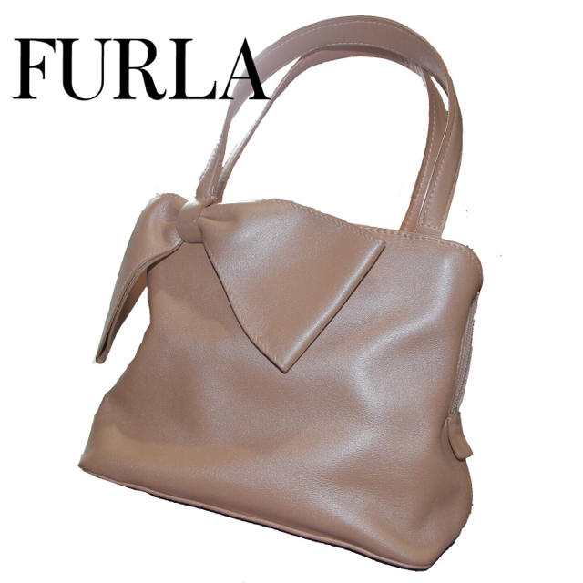 FURLA フルラ ハンドバッグ キャメル 正規 リボン