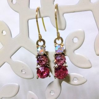 3連 ビジュー フックピアス(ピアス)