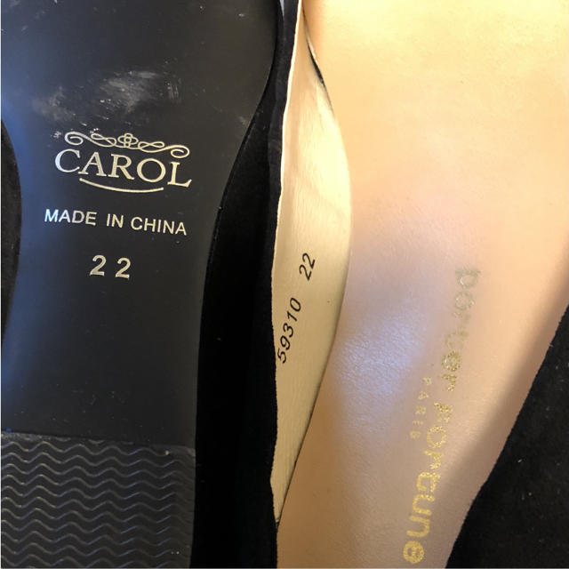 りん様専用 carol 新品黒スウェード  本革 パンプス レディースの靴/シューズ(ハイヒール/パンプス)の商品写真