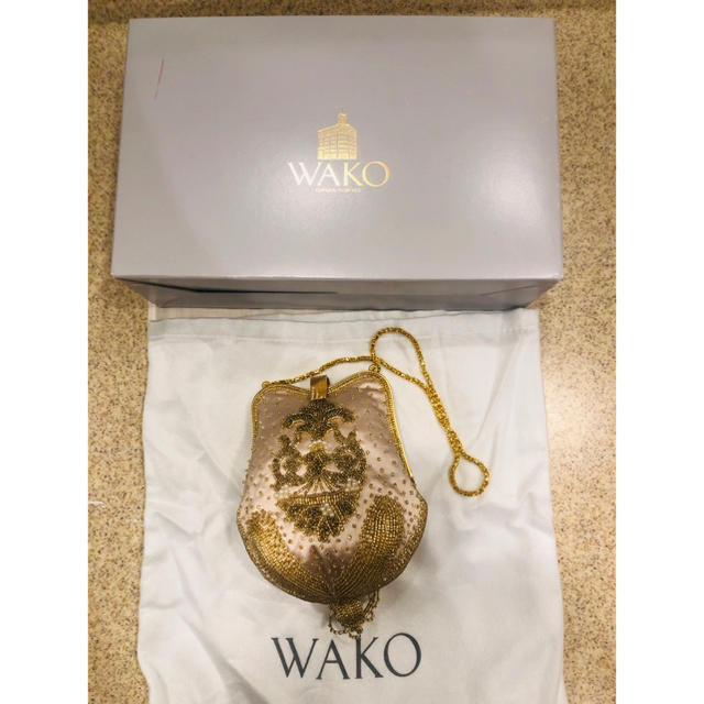 GINZA Kanematsu(ギンザカネマツ)の和光 WAKO パーティーバッグ ピンク×ゴールド レディースのバッグ(ハンドバッグ)の商品写真