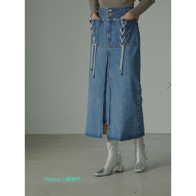 Ameri VINTAGE(アメリヴィンテージ)のmasuo☆様　UNEVENNESS POCKET DENIM SKIRT レディースのスカート(ロングスカート)の商品写真