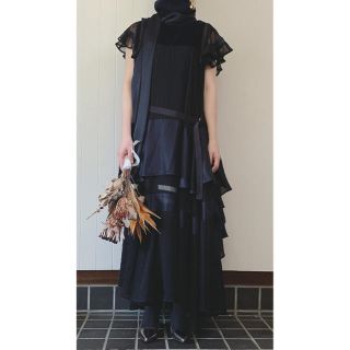 サカイ(sacai)の【shokora様専用】sacai ♡ 2018 ニット×シフォン ワンピース(ロングワンピース/マキシワンピース)