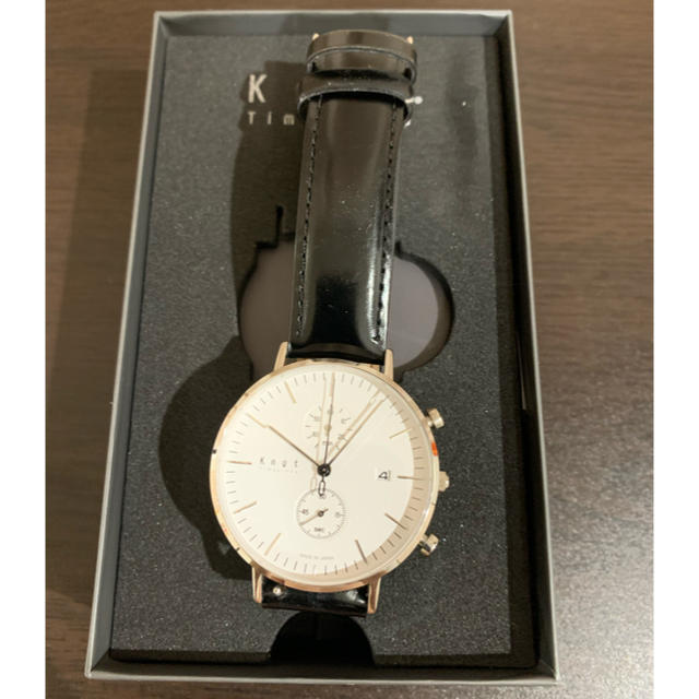KNOT(ノット)の【超美品】Knot ノット 腕時計 ブラックレザー　クロノ レディースのファッション小物(腕時計)の商品写真