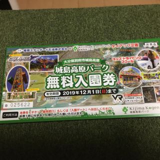 城島高原パーク 無料入園券 ４枚(遊園地/テーマパーク)