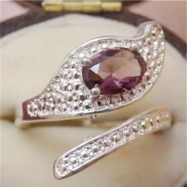 即購入OK♡V031紫のお石パープルストーンシルバーリング指輪 レディースのアクセサリー(リング(指輪))の商品写真