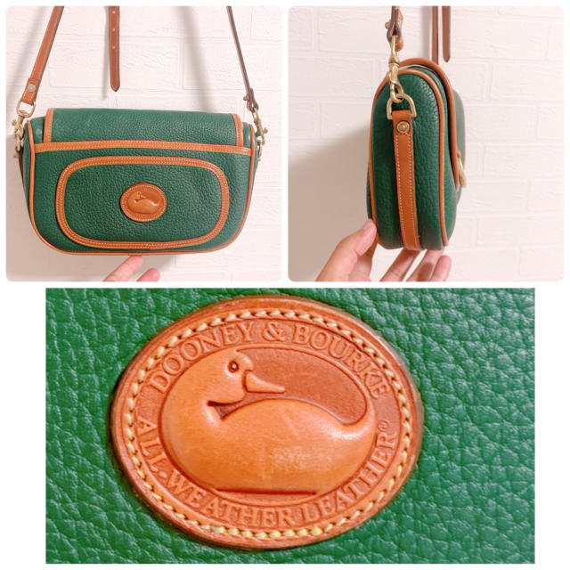 【Dooney&Bourke】グリーンレザーショルダーバッグ 美品 ヴィンテージ 1