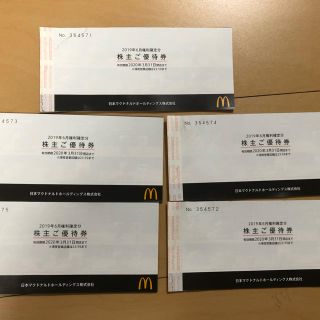 マクドナルド(マクドナルド)のマクドナルド株主優待券（水に濡れたシミが多少あり）(フード/ドリンク券)