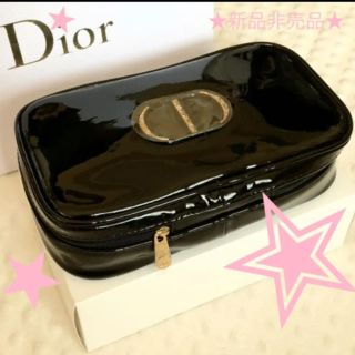 クリスチャンディオール(Christian Dior)の新品非売品★Dior★ディオール バニティ ポーチ 黒 エナメル ゴールドロゴ(ポーチ)