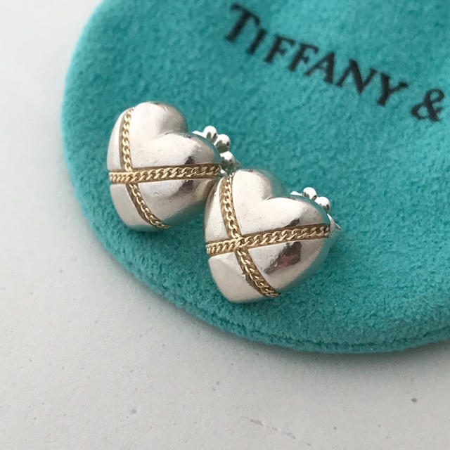 Tiffany & Co. - Tiffany ハート クロス チェーン コンビ ピアス 美品