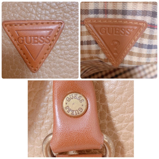 GUESS(ゲス)の【GUESS】レザーショルダーバッグ 大きめ ニュアンスカラー 美品 レディースのバッグ(ショルダーバッグ)の商品写真