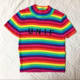 ユニフ(UNIF)のUNIF 正規品 レインボー ニット T サマーニット Tシャツ xs トップス(Tシャツ(半袖/袖なし))
