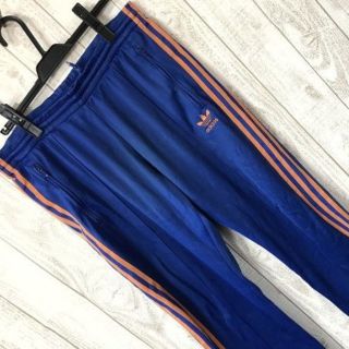 アディダス(adidas)の【良好】【 3つ葉】3本　ストライプジャージパンツadidas オリジナル 青(ジャージ)