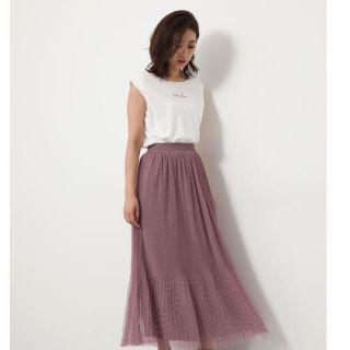 リエンダ(rienda)の★リエンダ tulle dot J／W スカート パープル 新品未使用★(ロングスカート)