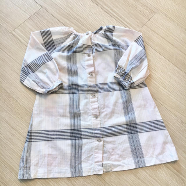 PETIT BATEAU(プチバトー)のプチバトー チェック柄シャツワンピース キッズ/ベビー/マタニティのベビー服(~85cm)(ワンピース)の商品写真