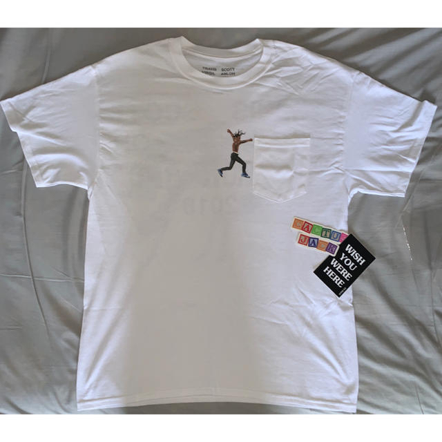 Travis Scott×Virgil Abloh TシャツLサイズ ステッカーTシャツ/カットソー(半袖/袖なし)